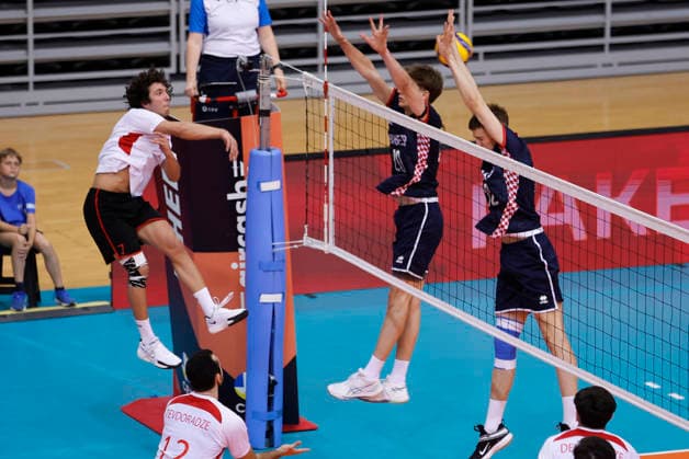 Croatia v Georgia: CEV Volleyball European League 2026 Men Saba Sibashvili of Georgia strikes during the CEV Volleyball European League 2026 Men 3rd round match between Croatia and Georgia at Sports Hall Gradski vrt on June 07, 2026., in Osijek, Croatia.  DavorxJavorovic PIXSELL