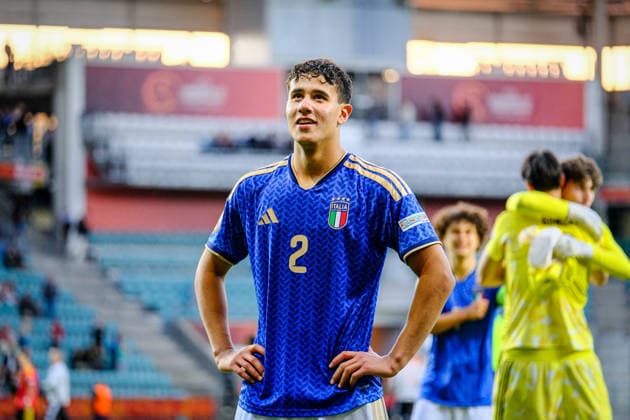 UEFA Under-17 European Championship, EM, Europameisterschaft Estonia 2026 Giampaolo Bonifazi of Italy U-17 national team, Nationalteam celebrating winning the European Championship during the UEFA Under-17 European Championship Final match between Italy U-17 vs Belgium U-17 national teams, Tallinn Estonia 07.06.2026 Tallinn A Le Coq Arena Estonia Copyright: xMaurixLevandix