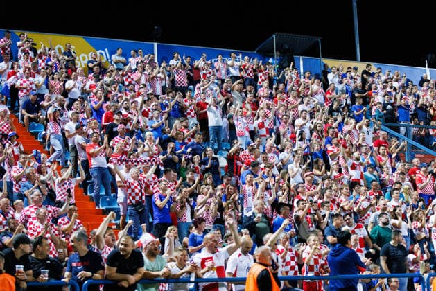 Pre World cup international friendly 2026 match between Croatia and Slovenia Croatian fans celebrates during Pre World cup international friendly 2026 football match between Croatia and Slovenia, Stadium Varteks, Varazdin, Croatia 07 06 2026 Copyright: xBEAUTIFULxSPORTS Bosnjakovicx