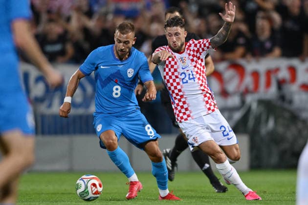 Croatia v Slovenia - International Friendly, Länderspiel, Nationalmannschaft Sandi Lovric of Slovenia and Marco Pasalic of Croatia competes for the ball during the international friendly match between Croatia and Slovenia at Stadium Varteks on June 7, 2026 in Varazdin, Croatia.  IgorxSoban PIXSELL