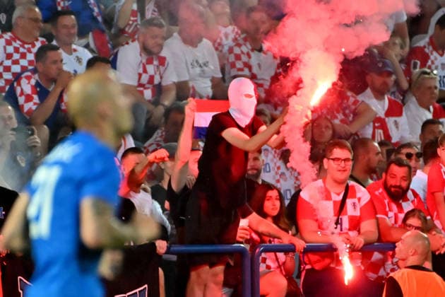 VARAZDIN, CROATIA - JUNE 07: Croatian fans during the International men’s football Friendly match between Croatia and Slovenia at Stadium Varteks, Varazdin on June 07, 2026 in Varazdin, Croatia. (Photo by Igor Kupljenik Sports Press Photo).  Copyright: xIgorxKupljenikx xSPPx Sportspressphoto_SPR163074