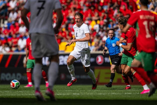 260607 Sander Berge of Norway during the international friendly football match between Morocco and Norway ahead of the FIFA World Cup 2026 on June 7, 2026 in New Jersey Photo Vegard Grott BILDBYRAN kod VG VG0943 bbeng fotboll football soccer fotball fifa world cup vm fotball vm precamp pre camp träningslandskamp privatlandskamp landskamp international friendly norge norway marocko morocco marokko  Copyright: VEGARDxGRoTT BB260607VG046