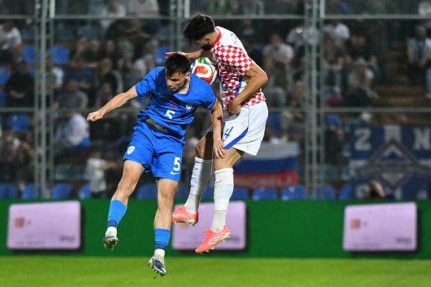 Croatia v Slovenia - International Friendly, Länderspiel, Nationalmannschaft Srdjan Kuzmic of Slovenia and Josko Gvardiol of Croatia competes for the ball during the international friendly match between Croatia and Slovenia at Stadium Varteks on June 7, 2026 in Varazdin, Croatia.  VjeranxZganecxRogulja PIXSELL