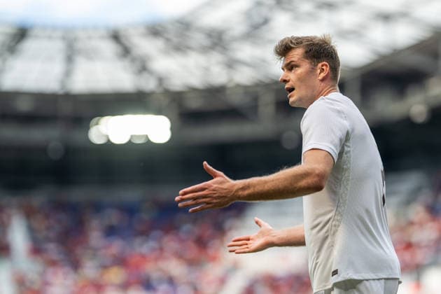 260607 Alexander Sorloth of Norway during the international friendly football match between Morocco and Norway ahead of the FIFA World Cup 2026 on June 7, 2026 in New Jersey Photo Vegard Grott BILDBYRAN kod VG VG0943 bbeng fotboll football soccer fotball fifa world cup vm fotball vm precamp pre camp träningslandskamp privatlandskamp landskamp international friendly norway marocko morocco marokko  Copyright: VEGARDxGRoTT BB260607VG051
