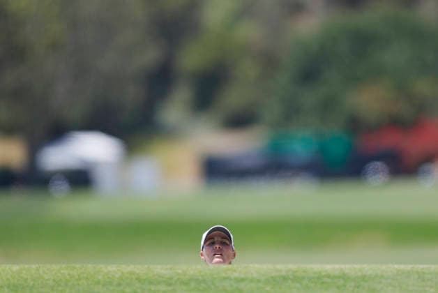 Jennifer Kupcho looks out of a bunker on the 3rd hole during the final round of the 81st Women s U.S. Open golf championship at the Riviera Country Club in Pacific Palisades, California, on Sunday, June 7, 2026.  GLP20260607953 CAROLINExBREHMAN
