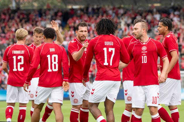 National team test match Denmark Ukraine Denmark s players react after Patrick Dorgu scored to 1 0 during the football international match between Denmark and Ukraine at Odense Stadium on Sunday, June 7, 2026 Photo Bo Amstrup Ritzau Scanpix , Odense Denmark Mors  Copyright: BoxAmrstrupx xRitzauxScanpix BoxAmstrupx spdk20260607-223624-L
