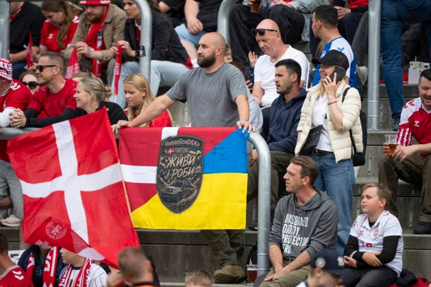 National team test match Denmark Ukraine Ukraine s and Denmark s fans in the stands during the football international match between Denmark and Ukraine at Odense Stadium on Sunday, June 7, 2026 Photo Bo Amstrup Ritzau Scanpix , Odense Denmark Mors  Copyright: BoxAmrstrupx xRitzauxScanpix BoxAmstrupx spdk20260607-223502-L