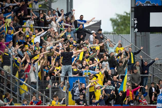 National team test match Denmark Ukraine Ukraine s fans in the stands during the football national match between Denmark and Ukraine at Odense Stadium on Sunday, June 7, 2026 Photo Bo Amstrup Ritzau Scanpix , Odense Denmark Mors  Copyright: BoxAmrstrupx xRitzauxScanpix BoxAmstrupx spdk20260607-223546-L