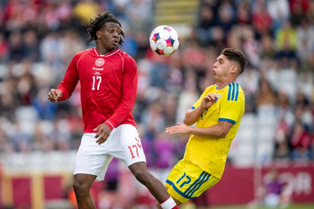 National team test match Denmark Ukraine Denmark s Patrick Dorgu in action with Ukraine s Georgiy Sudakov during the international football match between Denmark and Ukraine at Odense Stadium on Sunday, June 7, 2026 Photo Bo Amstrup Ritzau Scanpix , Odense Denmark Mors  Copyright: BoxAmrstrupx xRitzauxScanpix BoxAmstrupx spdk20260607-223753-L