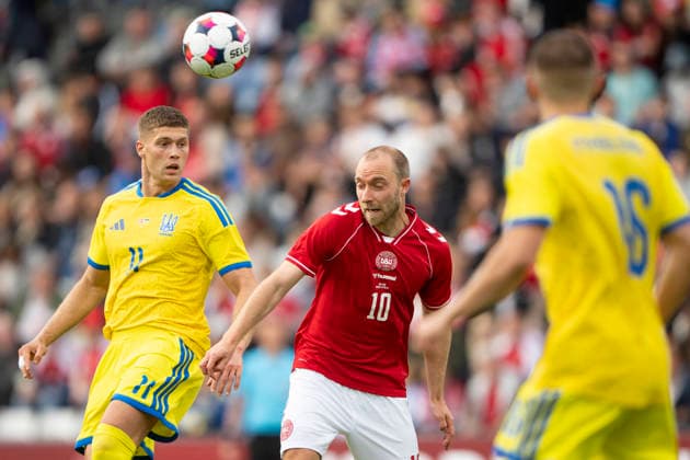 National team test match Denmark Ukraine Denmark s Christian Eriksen in action with Ukraine s Artem Dovbyk during the football international match between Denmark and Ukraine at Odense Stadium on Sunday, June 7, 2026 Photo Bo Amstrup Ritzau Scanpix , Odense Denmark Mors  Copyright: BoxAmrstrupx xRitzauxScanpix BoxAmstrupx spdk20260607-223648-L