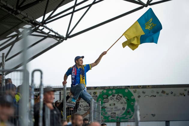 National team test match Denmark Ukraine Ukraine s fans in the stands during the football international match between Denmark and Ukraine at Odense Stadium on Sunday, June 7, 2026 Photo Bo Amstrup Ritzau Scanpix , Odense Denmark Mors  Copyright: BoxAmrstrupx xRitzauxScanpix BoxAmstrupx spdk20260607-223652-L