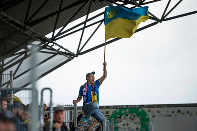 National Team Test Match Denmark Ukraine Ukraine s fans in the stands during the football international match between Denmark and Ukraine at Odense Stadium on Sunday, June 7, 2026 Photo Bo Amstrup Ritzau Scanpix , Odense Denmark Mors  Copyright: BoxAmrstrupx xRitzauxScanpix BoxAmstrupx spdk20260607-223700-L
