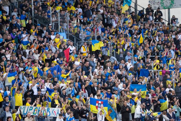 National Team Test Match Denmark Ukraine Ukraine s fans during the football international match between Denmark and Ukraine at Odense Stadium on Sunday, June 7, 2026 Photo Bo Amstrup Ritzau Scanpix , Odense Denmark Mors  Copyright: BoxAmrstrupx xRitzauxScanpix BoxAmstrupx spdk20260607-223815-L