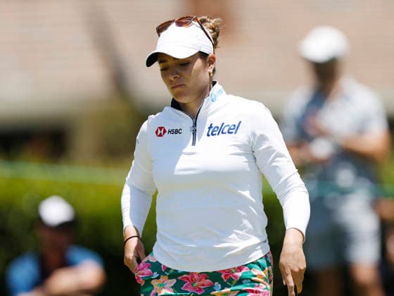 Gaby Lopez of Mexico reacts after putting on the 1st green during the final round of the 81st Women s U.S. Open golf championship at the Riviera Country Club in Pacific Palisades, California, on Sunday, June 7, 2026.  GLP20260607960 CAROLINExBREHMAN