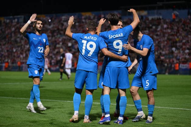 Croatia v Slovenia - International Friendly, Länderspiel, Nationalmannschaft Players of Slovenia celebrate after Andraz Sporar of Slovenia scores a goal for 1:1 during the international friendly match between Croatia and Slovenia at Stadium Varteks on June 7, 2026 in Varazdin, Croatia.  IgorxSoban PIXSELL