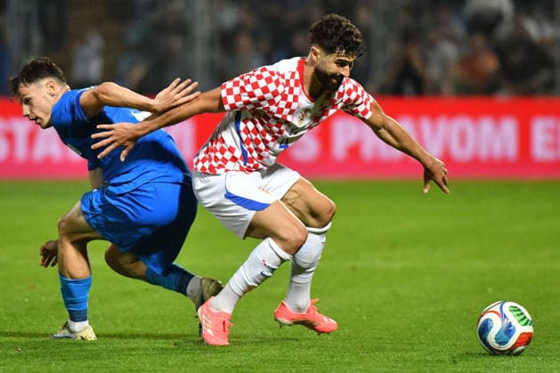 Croatia v Slovenia - International Friendly, Länderspiel, Nationalmannschaft Srdjan Kuzmic of Slovenia and Josko Gvardiol of Croatia competes for the ball during the international friendly match between Croatia and Slovenia at Stadium Varteks on June 7, 2026 in Varazdin, Croatia.  VjeranxZganecxRogulja PIXSELL