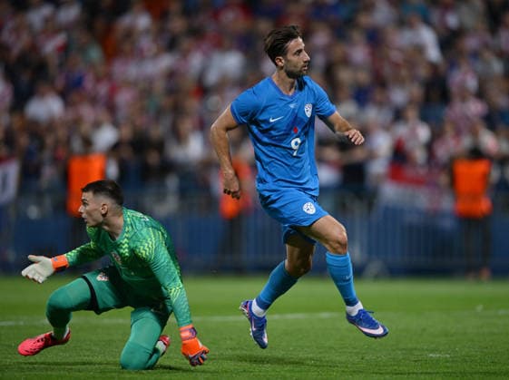 Croatia v Slovenia - International Friendly, Länderspiel, Nationalmannschaft Andraz Sporar of Slovenia celebrate after scores a goal for 1:1 during the international friendly match between Croatia and Slovenia at Stadium Varteks on June 7, 2026 in Varazdin, Croatia.  IgorxSoban PIXSELL