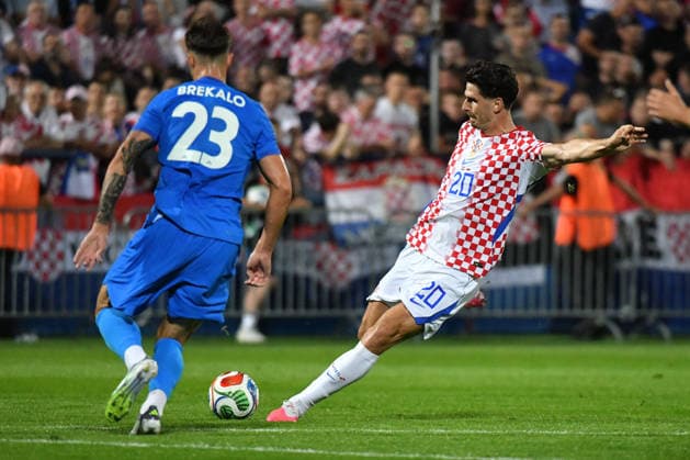 Croatia v Slovenia - International Friendly, Länderspiel, Nationalmannschaft Igor Matanovic of Croatia shoots the ball during the international friendly match between Croatia and Slovenia at Stadium Varteks on June 7, 2026 in Varazdin, Croatia.  VjeranxZganecxRogulja PIXSELL