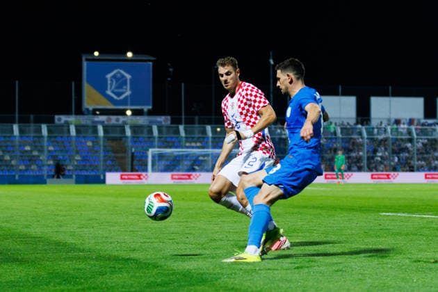 Pre World cup international friendly 2026 match between Croatia and Slovenia Josip Stanisic Croatia 2 seen in action during Pre World cup international friendly 2026 football match between Croatia and Slovenia, Stadium Varteks, Varazdin, Croatia 07 06 2026 Copyright: xBEAUTIFULxSPORTS Bosnjakovicx