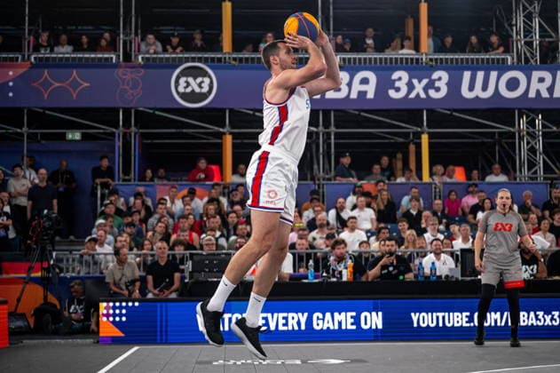 Warszawa 07.06.2026. 3x3 Basketball World Cup Day 7 in Warsaw, Poland. Serbia - France match --- Mistrzostwa Swiata w koszykowce 3x3 Dzien 7 w Warszawie. Mecz Serbia - Francja Persons Shown : Andreja Milutinovic Fot. Kai Taller Arena Akcji NEWSPIX.PL --- newspix.pl 
