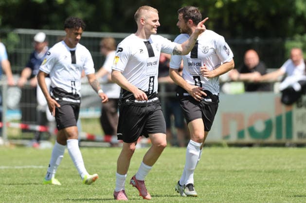 Football promotion match RL SW FC Eddersheim FK 03 Pirmasens 07 06 26, goal celebration for PATRICK SCHORR FCE ,