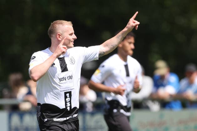 Football promotion match RL SW FC Eddersheim FK 03 Pirmasens 07 06 26, goal celebration for PATRICK SCHORR FCE ,