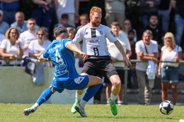 Soccer promotion match RL SW FC Eddersheim FK 03 Pirmasens 07 06 26, MICHAEL MÜLLER FKP , NILS FISCHER FCE ,