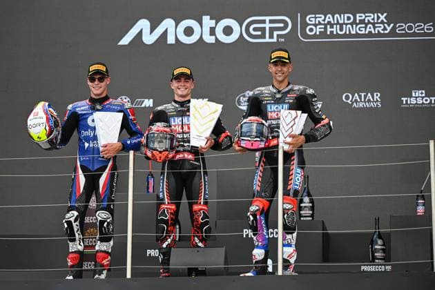 Races of MotoGP Grand Prix of Hungary at the Balaton Park circuit, Balaton, Hungary. June 07 2026 In picture: Moto2 Manuel Gonzalez , Filip Salac and Senna Agius Carreras del Gran Premio de MotoGP de Hungria en el Circuito Balaton Park de Balaton, Hungria, 07 de Junio de 2026 POOL MotoGP.com Cordon Press Images will be for editorial use only. Mandatory credit: MotoGP.com Cordon Press Cordon Press 