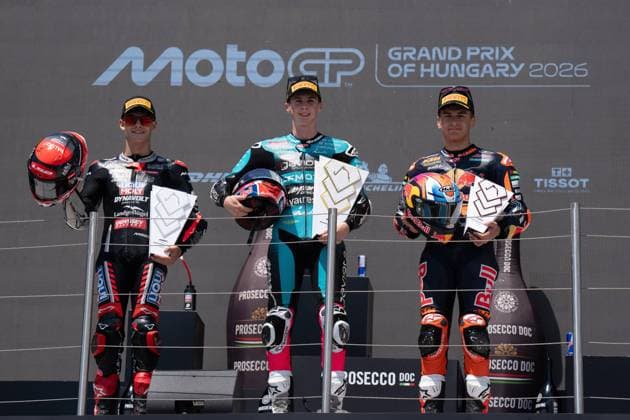 Races of MotoGP Grand Prix of Hungary at the Balaton Park circuit, Balaton, Hungary. June 07 2026 In picture: Moto3 Maximo Quiles , David Almansa and Alvaro Carpe Carreras del Gran Premio de MotoGP de Hungria en el Circuito Balaton Park de Balaton, Hungria, 07 de Junio de 2026 POOL MotoGP.com Cordon Press Images will be for editorial use only. Mandatory credit: MotoGP.com Cordon Press Cordon Press 