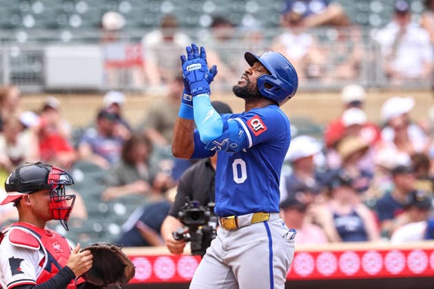 June 7, 2026, Minneapolis, Minnesota, USA: Kansas City Royals designated hitter STARLING MARTE (0) celebrates a three-run home run in the fifth inning during a MLB, Baseball Herren, USA Baseball game between the Kansas City Royals and the Minnesota Twins at Target Field in Minneapolis, Minnesota on June 7th, 2026. The Royals defeated the Twins 6-5. ZUMA Press Wire. MLB 2026: Royals 6:5 Twins  - ZUMAg254 20260607_zsp_g254_066 Copyright: xStevenxGarciax