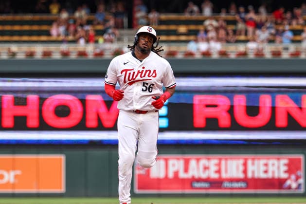 June 7, 2026, Minneapolis, Minnesota, USA: Minnesota Twins designated hitter JOSH BELL (56) celebrates a three-run home run in the ninth inning during a MLB, Baseball Herren, USA Baseball game between the Kansas City Royals and the Minnesota Twins at Target Field in Minneapolis, Minnesota on June 7th, 2026. The Royals defeated the Twins 6-5. ZUMA Press Wire. Minneapolis USA - ZUMAg254 20260607_zsp_g254_044 Copyright: xStevenxGarciax