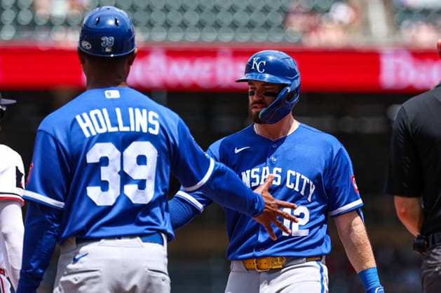 June 7, 2026, Minneapolis, Minnesota, USA: Kansas City Royals second baseman NICK LOFTIN (12) celebrates a single in the second inning during a MLB, Baseball Herren, USA Baseball game between the Kansas City Royals and the Minnesota Twins at Target Field in Minneapolis, Minnesota on June 7th, 2026. The Royals defeated the Twins 6-5. ZUMA Press Wire. Minneapolis USA - ZUMAg254 20260607_zsp_g254_061 Copyright: xStevenxGarciax