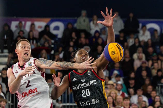 FIBA 3x3 World Cup Karlis Lasmanis, Fabian Giessmann during FIBA 3x3 World Cup Final match Latvia vs Germany in Warsaw, Poland, on June 7, 2026 Warsaw Poland  Copyright: xFotoxOlimpikx originalFilename:jastrzebowski-fiba3x3w260607_npBg0.jpg