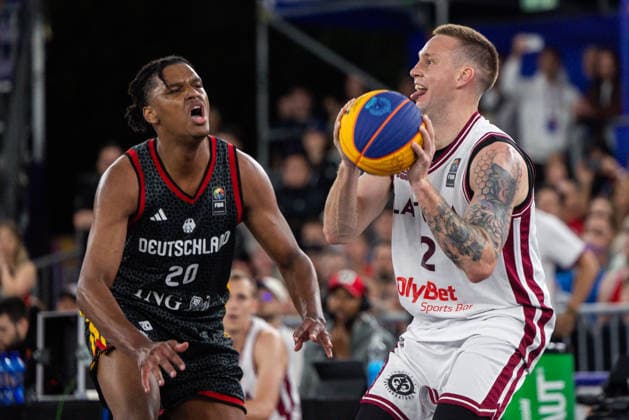 FIBA 3x3 World Cup Fabian Giessmann, Karlis Lasmanis during FIBA 3x3 World Cup Final match Latvia vs Germany in Warsaw, Poland, on June 7, 2026 Warsaw Poland  Copyright: xFotoxOlimpikx originalFilename:jastrzebowski-fiba3x3w260607_npHO7.jpg