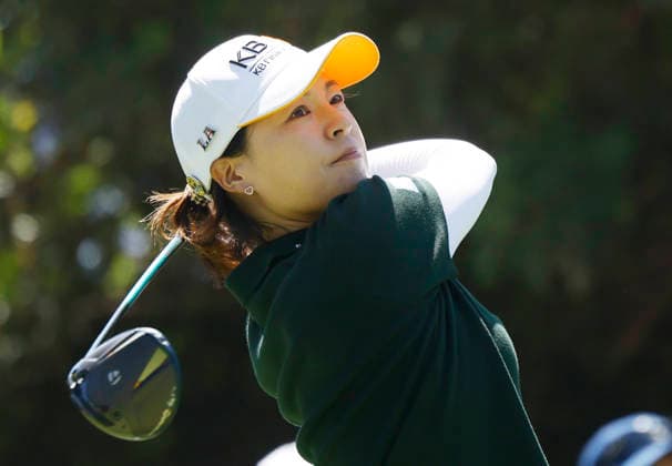 In Gee Chun of South Korea tees off on the 11th hole during the final round of the 81st Women s U.S. Open golf championship at the Riviera Country Club in Pacific Palisades, California, on Sunday, June 7, 2026.  GLP20260607986 CAROLINExBREHMAN