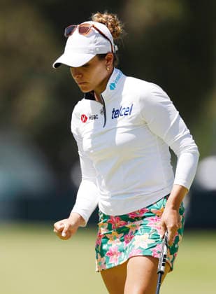 Gaby Lopez of Mexico reacts after sinking a birdie putt on the 10th hole during the final round of the 81st Women s U.S. Open golf championship at the Riviera Country Club in Pacific Palisades, California, on Sunday, June 7, 2026.  GLP20260607995 CAROLINExBREHMAN