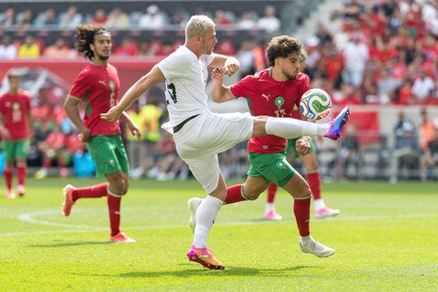 match between Morocco and Norway during an International Friendly, Länderspiel, Nationalmannschaft Julian Ryerson during a match between Morocco and Norway during an international friendly before the World Cup at the Sports Illustrated Stadium in Harrison, United States, on Sunday, June 7, 2026 harrison NJ united states Copyright: xWILLIAMxVOLCOVx