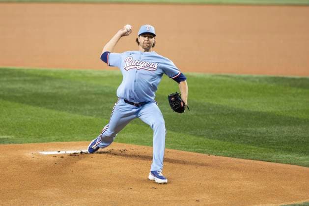 June 7, 2026, Arlington, Texas, USA: Texas Rangers pitcher JACOB DEGROM (48) during a MLB, Baseball Herren, USA game between the Cleveland Guardians and Texas Rangers at Globe Life Field. Texas wins 10-0. Arlington USA - ZUMAf180 20260607_zsp_f180_009 Copyright: xMarkxFannx