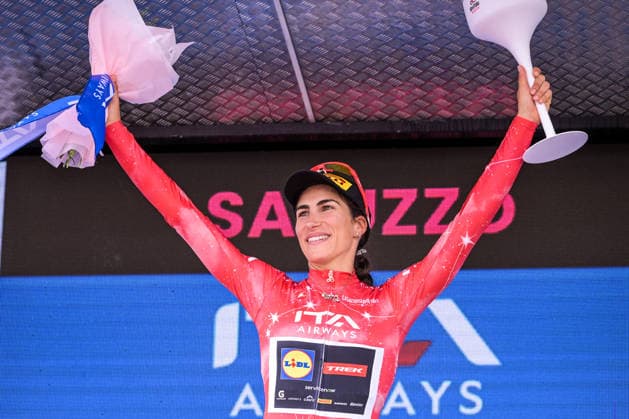 37th Giro d Italia Women 2026 - Stage 9 Elisa Balsamo of the Lidl-Treck team celebrates the Maglia Rossa on the podium after stage 9 of the 2026 Giro d Italia Femminile in Saluzzo, Italy, on June 7, 2026. Saluzzo Italy  Copyright: xAndreaxxAmatox originalFilename:amato-notitle260607_np7H7.jpg