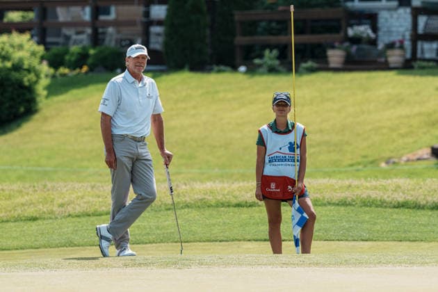 PGA, Golf Herren Tour Champions: American Family Insurance Championship - Final Round MADISON, WI - JUNE 7: Steve Stricker stands on the green with his caddie Bobbi Stricker at hole 11 during the PGA Tour Champions: American Family Insurance Championship - Final Round at TPC Wisconsin on June 7, 2026 in Madison, Wisconsin. Madison TPC Wisconsin WI United States Copyright: xRossxHarried ISIxPhotosx 9314