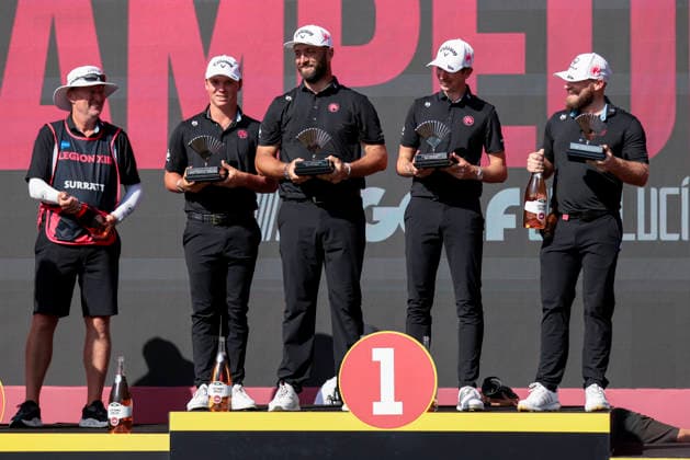 LIV Golf Andalucia - Day Four Tyrrell Hatton of Legion XIII, Jon Rahm of Legion XIII, Tom McKibbin of Legion XIII, and Charl Schwartzel of Southern Guards GC are seen during day four of the LIV Golf Andalucia at Real Club Valderrama in Sotogrande, Spain, on June 7, 2026. Sotogrande Spain  Copyright: xJosexLuisxContrerasx originalFilename:joseluiscontreras-livgolfa260607_np7Ro.jpg