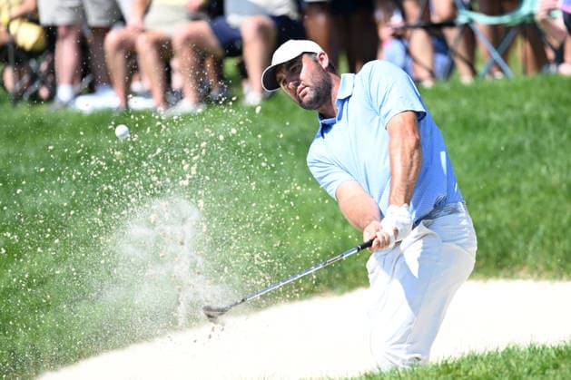 PGA, Golf Herren 2026: The Memorial Tournament Final Round JUN 7 June 7, 2026: Scottie Scheffler (USA) hits out of the bunker on the 14h hole during the final round of the Memorial Tournament in Dublin, Ohio. Brent Clark Cal Media (Credit Image: Â Brent Clark Cal Sport Media) Dublin Oh USA EDITORIAL USE ONLY Copyright: xx ZUMA-20260607_zma_c04_104.jpg BrentxClarkx csmphotothree493720