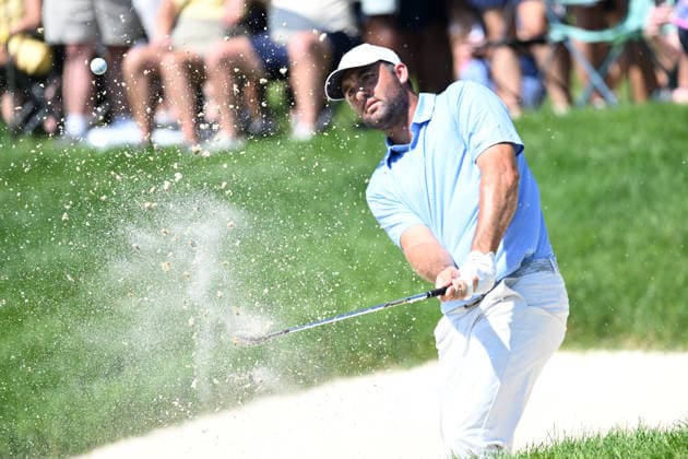 June 7, 2026: Scottie Scheffler (USA) hits out of the bunker on the 14h hole during the final round of the Memorial Tournament in Dublin, Ohio. Cal Media Dublin USA - ZUMAc04_ 20260607_zma_c04_117 Copyright: xBrentxClarkx
