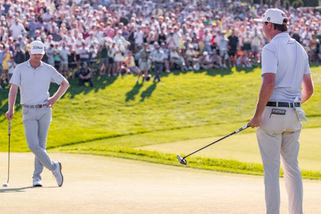 June 7, 2026, Dublin, Ohio, U.S: JT Poston wins on the second playoff hole as Ryan Gerard looks on at the final round of The Memorial Tournament at Muirfield Village Golf Club, Dublin, Ohio. Dublin U.S - ZUMAs304 20260607_zaf_s304_010 Copyright: xScottxStuartx