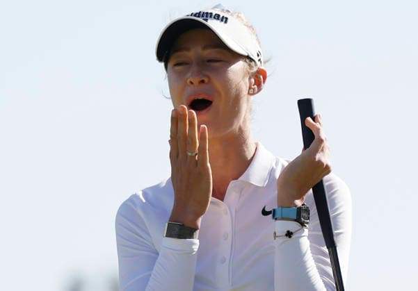 Nelly Korda celebrates after winning the 81st Women s U.S. Open golf championship at the Riviera Country Club in Pacific Palisades, California, on Sunday, June 7, 2026. Korda won with an eight-under-par score of 276.  GLP20260607828 CAROLINExBREHMAN