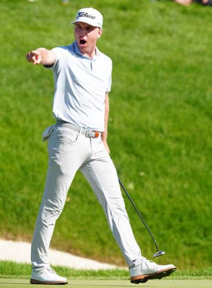 DUBLIN, OH - JUNE 07: PGA, Golf Herren player Ryan Gerard reacts to making a birdie putt on the 17th hole on June 7, 2026 during the final round of the Memorial Tournament presented by Workday at Muirfield Village Golf Club in Dublin, Ohio. (Photo by Brian Spurlock Icon Sportswire) GOLF: JUN 07 PGA the Memorial Tournament presented by Workday EDITORIAL USE ONLY Icon26060747