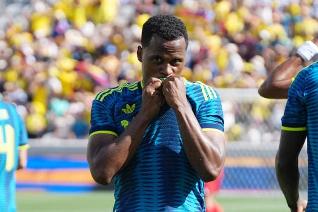 Jhon Arias of Colombia celebrates a goal during a friendly match between Colombia and Jordan at Snapdragon Stadium in San Diego, United States, 07 June 2026. Friendly Match - Colombia vs. Jordan !ACHTUNG: NUR REDAKTIONELLE NUTZUNG!  Copyright: xOmarxAlonsox AME9607 20260608-55020530698_1