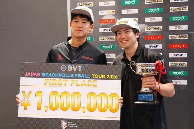 Kota Kurosawa & Taito Mizumachi, JUNE 7, 2026 - Beach volleyball, Beachvolleyball : Japan Beach Volleyball Tour 2026, Round 2, Men s Award Ceremony at Grand Front Osaka, Osaka, Japan. Noxthirdxpartyxsales  aflo_333564484 NaokixMoritax