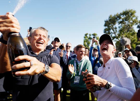 Nelly Korda celebrates after winning the 81st Women s U.S. Open golf championship at the Riviera Country Club in Pacific Palisades, California, on Sunday, June 7, 2026. Korda won with an eight-under-par score of 276.  GLP20260607870 CAROLINExBREHMAN