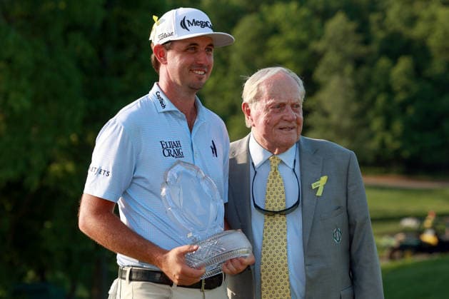 Memorial Tournament presented by Workday DUBLIN, OH - JUNE 07: J.T. Poston of Hickory, North Carolina holds the trophy next to retired golf professional Jack Nicklaus after winning in a playoff during the final round of the Memorial Tournament presented by Workday at Muirfield Village Golf Club on June 7, 2026 in Dublin, Ohio. Dublin Ohio United States  Copyright: xAmyxLemusx originalFilename:lemus-memorial260607_npcIp.jpg